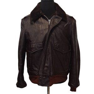 Grais Mens Brown Nappa Leather Long Sleeves Full Zip Angel Skin Bomber Jacket 40
